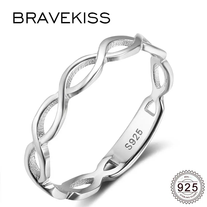 Женское плетеное кольцо BRAVEKISS из стерлингового серебра 925 пробы с