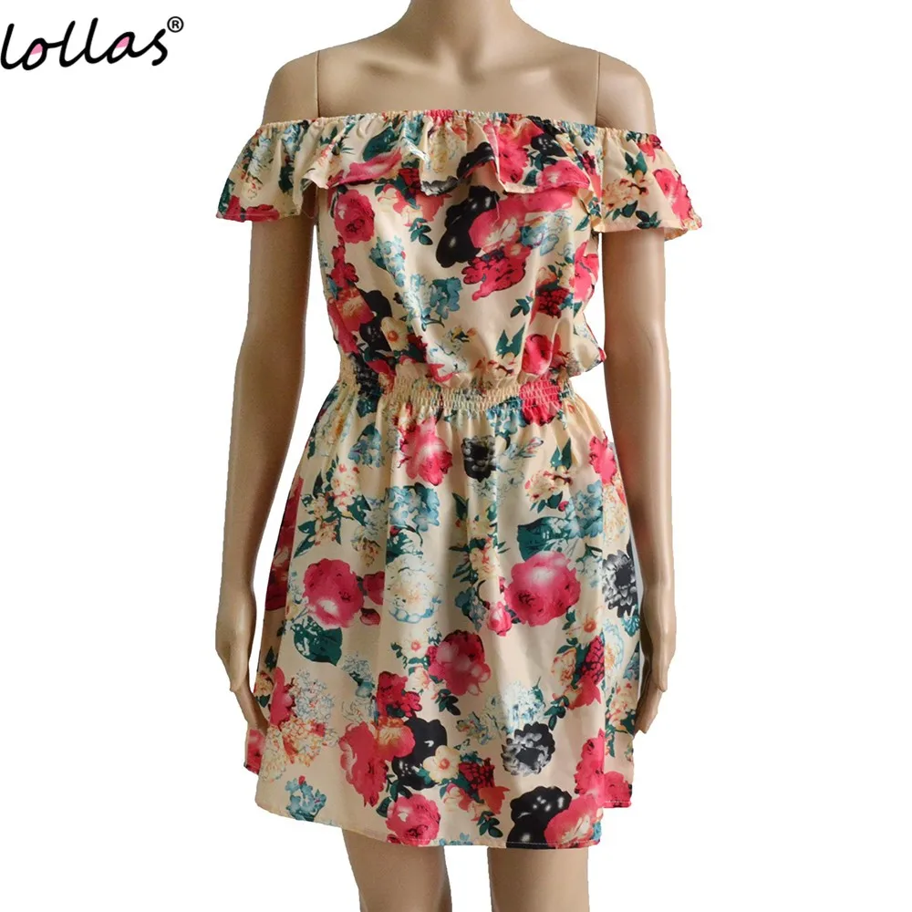 lollas Summer Women Printed Floral Dresses Casual Chiffon Above knee mini Dress Sleeveless Female's | Женская одежда