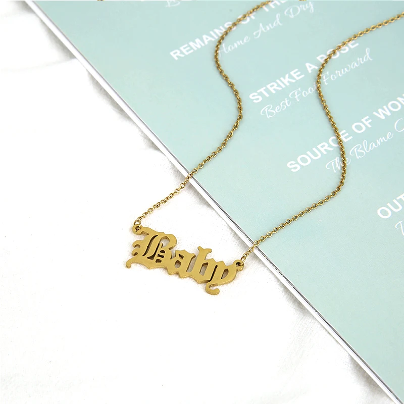 Personalized Old English Name Nacklace Custom Jewelry Stainless Steel Gold Women Wedding | Украшения и аксессуары
