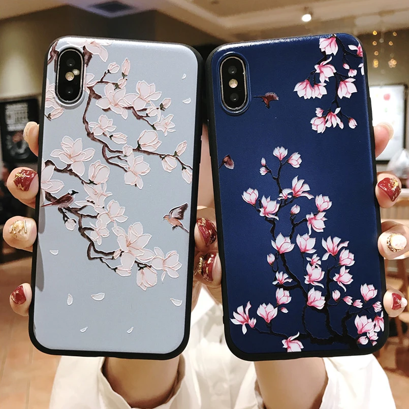 Luxury Floral Phone Case For 7 6 6S 8 Plus Soft TPU Orchid Cover iPhone XS MAX XR 8Plus 7Plus Flower Coque Funda |