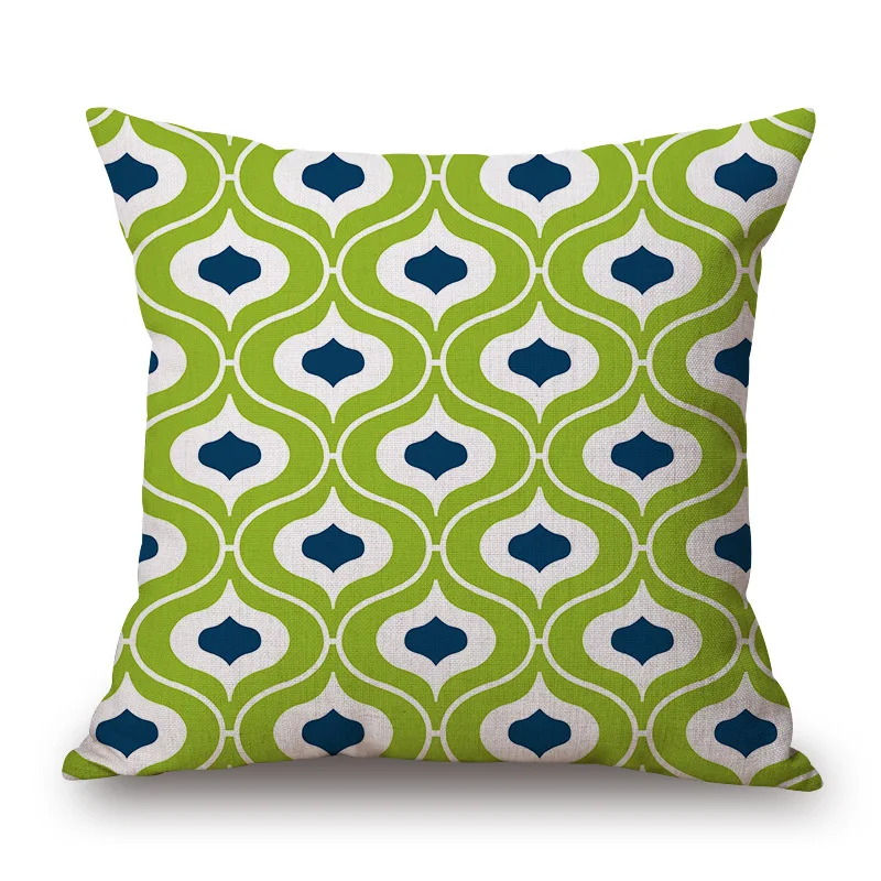 

1 piece Classical Elegant Geometric Pattern Seat hug pillow cover Decorative Home Chair Throw Pillow Case Cotton Linen 45cm