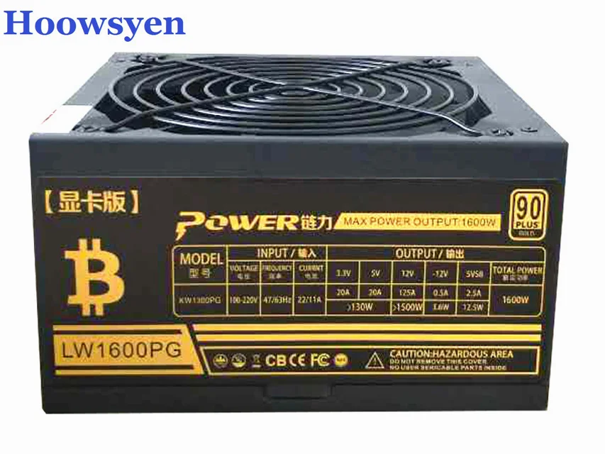 Добыча случае eth для BTC LTC тире шахтеров Riser адаптер Мощность Номинальная 1600 Вт 12 В