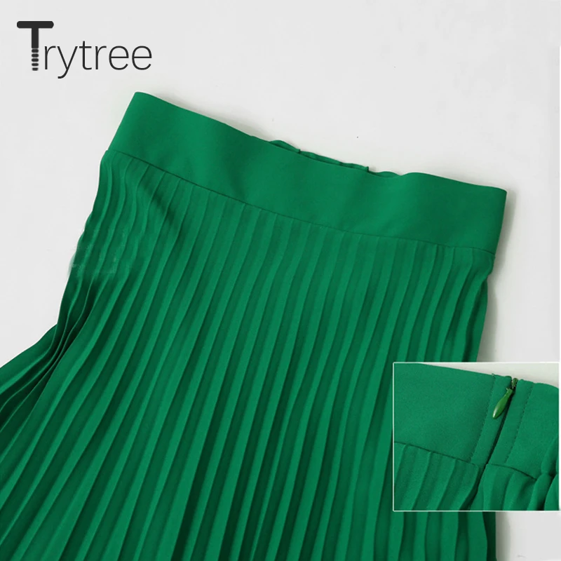 Trytree весна лето женская юбка шорты шифон Макси высокая талия плиссированная