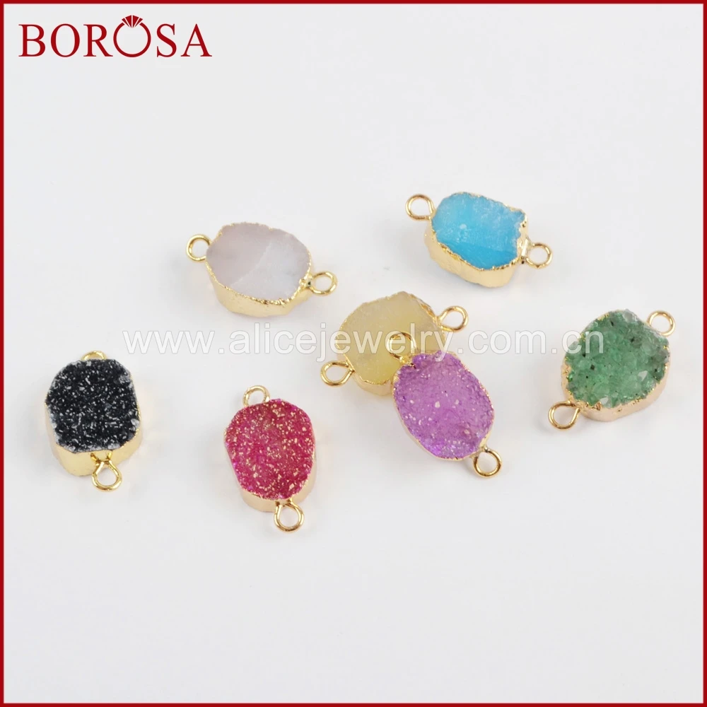 BOROSA 10 шт смешанных цветов s Freeform Агаты Друза Мода Drusy золотой цвет двойной