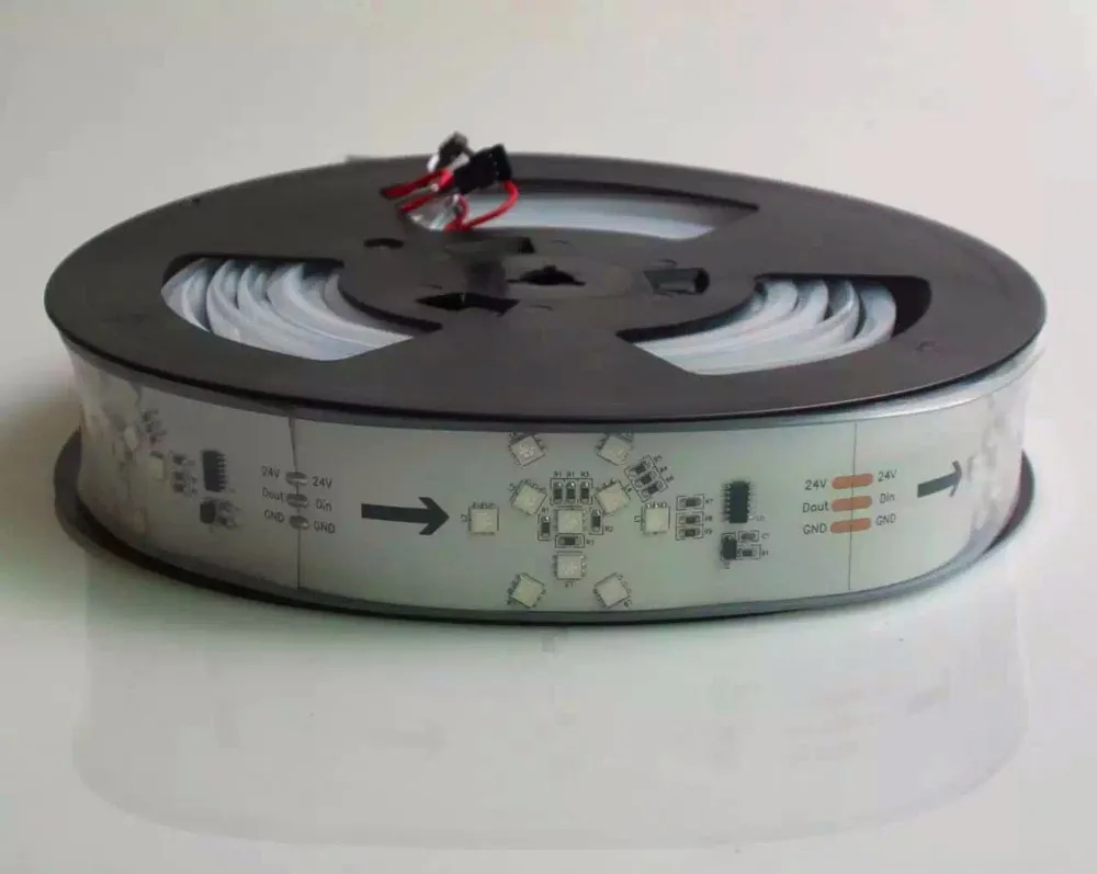 

5m DC24V TM1809 400LEDs (8pixes/m;10leds as one pixel) led digital strip;IP66;waterproof in silicon tube;WHITE PCB