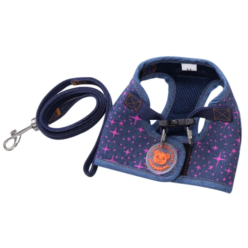 Джинсовая шлейка для собак жилет + поводок щенков куртка домашних животных