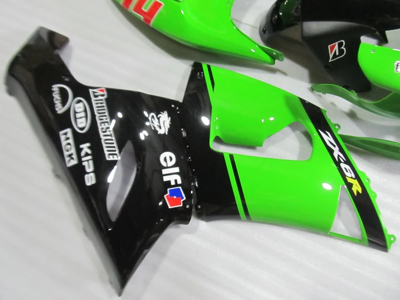 Набор обтекателей с 4 подарками для Kawasaki ninja ZX6R 05 06 green black Обтекатели корпуса 2005 2006