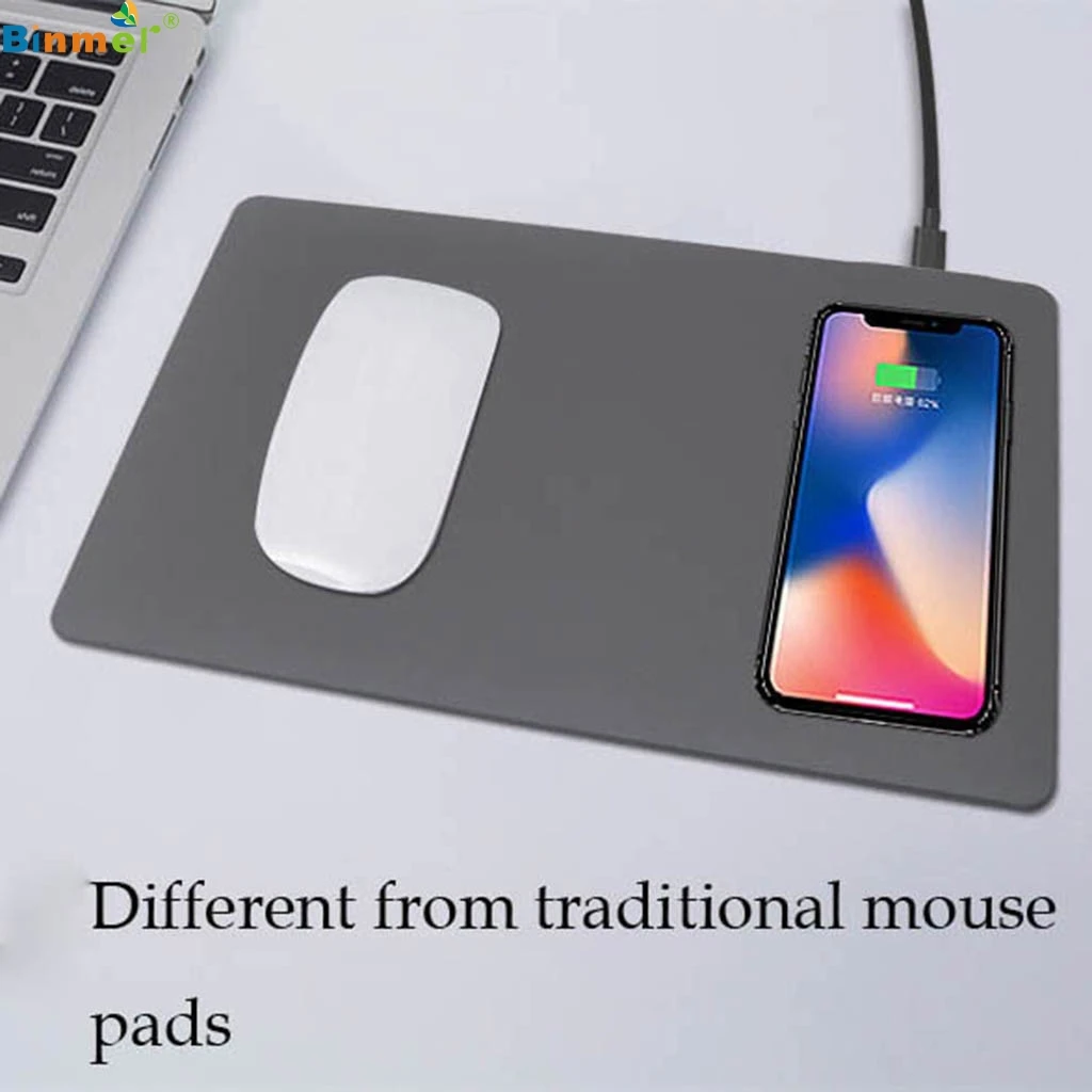 

Binmer Desktop QI Wireless Charger Wireless Charging Mouse Pad Charging Mouse Pad Desktop Charger for Samsung iPhone for Nokia