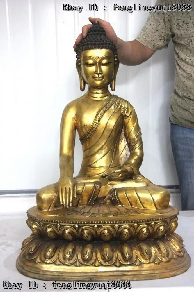 

Thailand Buddhism bronze Seat lotus Shakyamuni buddha Sakyamuni tathagata Statue