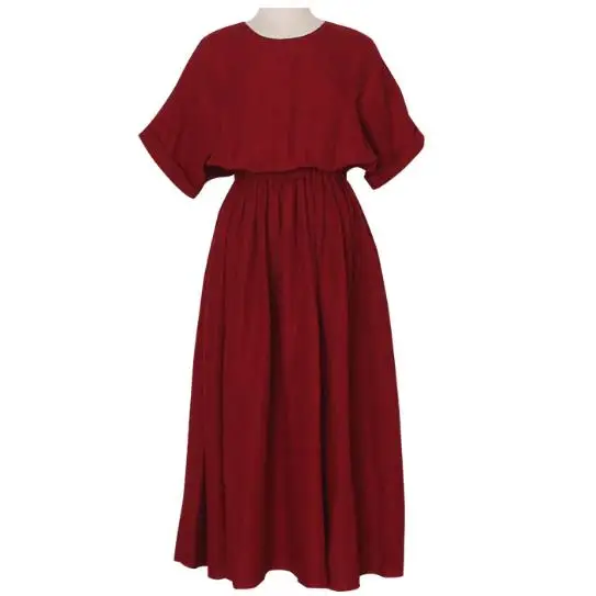 Платье-трапеция из хлопка и льна с коротким рукавом | Женская одежда