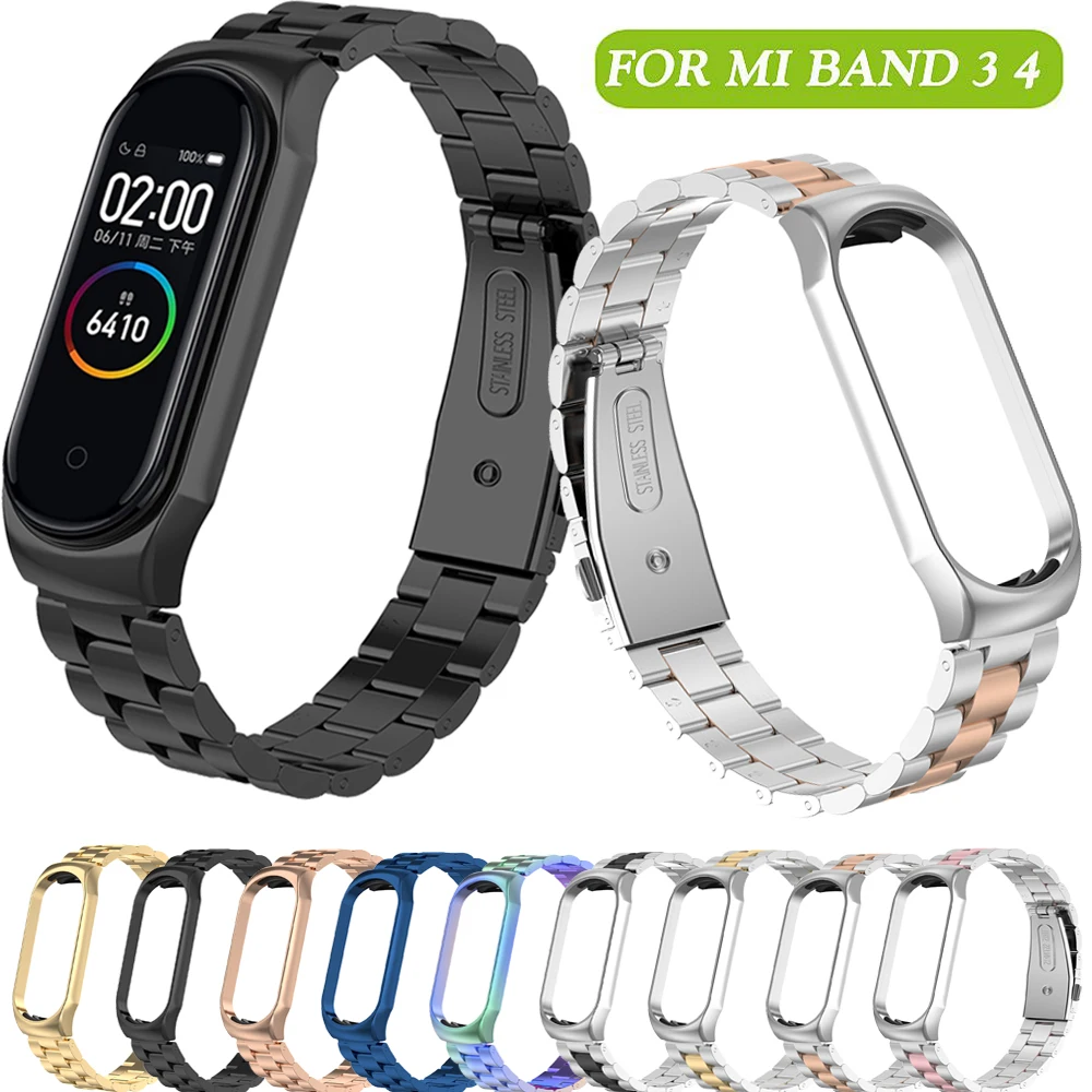 Mi Band 3 4 ремешок для часов металлический ремешок из нержавеющей стали для Xiaomi mi 3 браслет mi Band 4 браслет Pulseira Correa ремешок