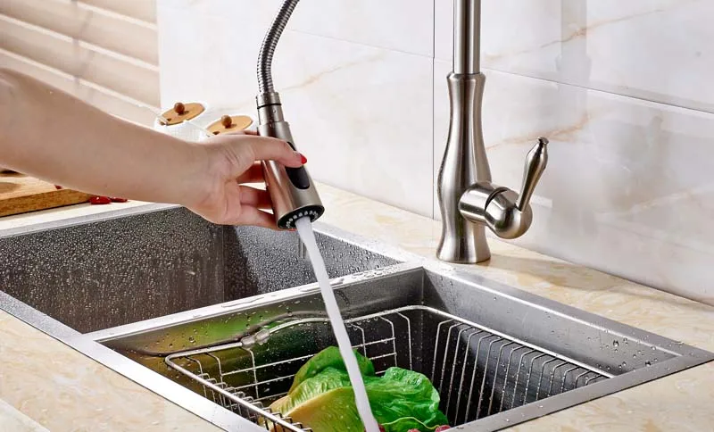 Выдвижной Смеситель для кухни senduk латунный кран с матовой поверхностью раковины