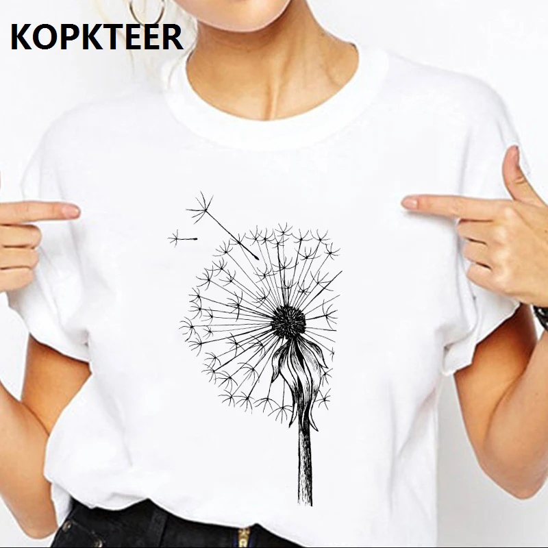 Летние футболки с графическим рисунком Одуванчик кавайная женская одежда 2019