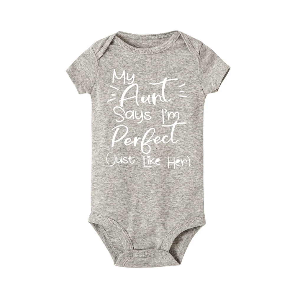 Комбинезон для малышей с надписью «My Auntie Says I'm Perfect»; хлопковые летние белые боди для новорожденных; забавная одежда для малышей с тетушкой