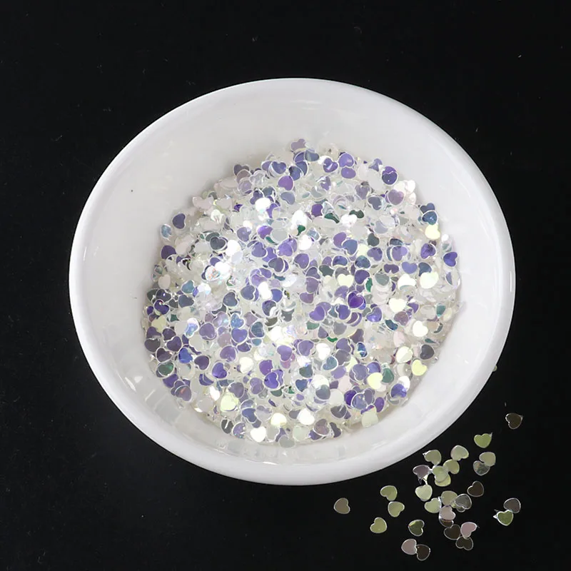 3mm Heart New10g/сумка High Flash Crystal PET блестки Звезда Сердце Луна Сакура блесток пайетки для маникюра, свадебные конфетти, аксессуары для ногтей - Цвет: 3mm Heart