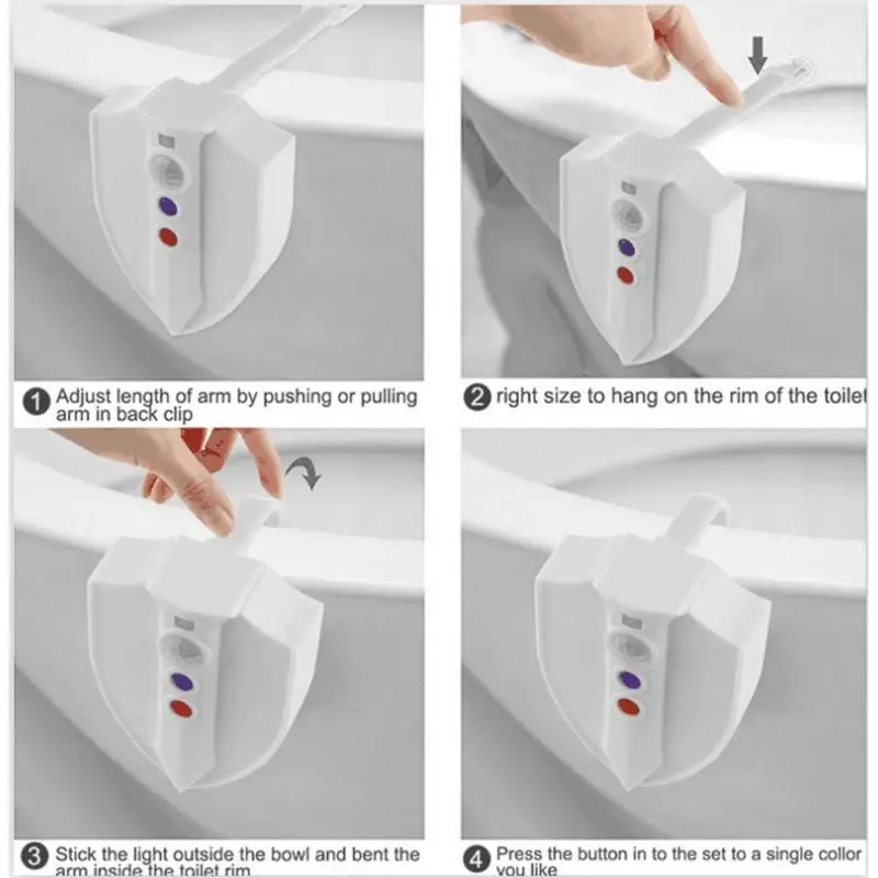 

Bathroom Toilet Seat Light LED PIR Motion Sensor 8 Colors Toilet Night Lamp