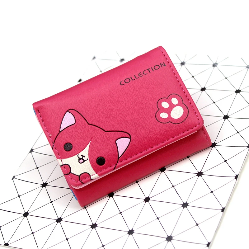 Short-rosered BOTUSI CartonCat Новое поступление, кошелек для женщин, модные кошельки, кошелек на молнии, портмоне, держатель для карт, кожаный женский кошелек, Carteira Femme - Цвет: Short-rosered
