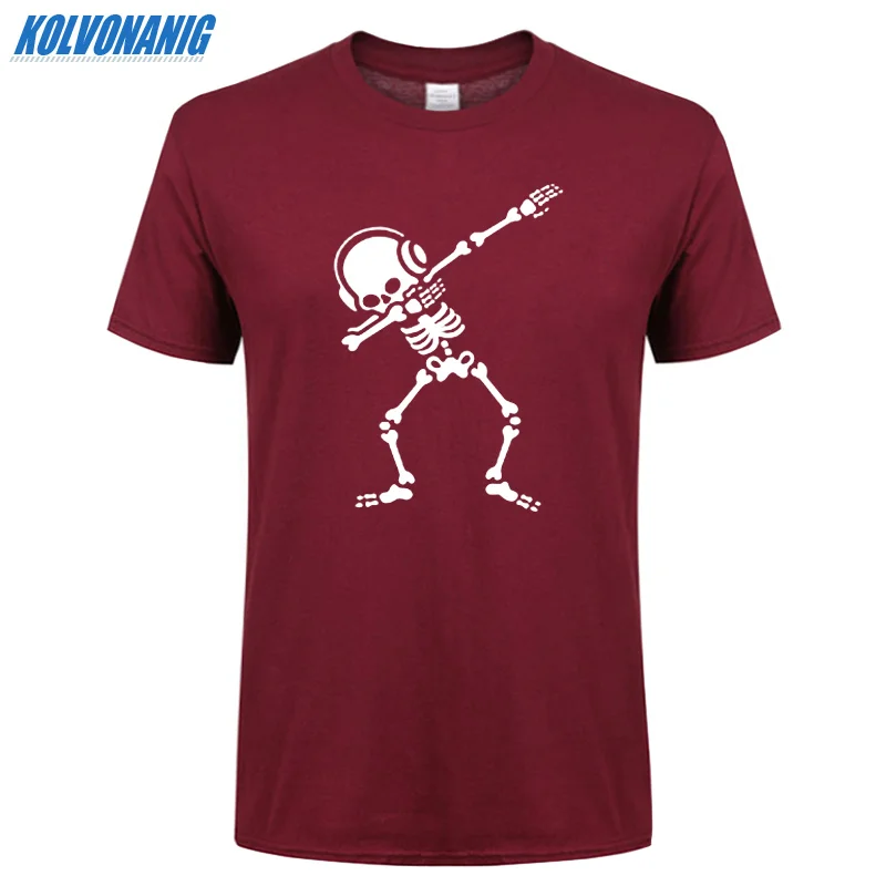 

Skull Dabbing Dab Pose Headphones Music Printed T Shirt Men ROCK'N'ROLL Cotton O-Neck Short Sleeve Hip Hop Men's T-Shirts Tops