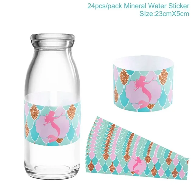 bottle sticker 24pc Баннер с днем рождения ребенка 1 день рождения Баннер Дети День Рождения украшения детский душ Русалочка вечерние украшения I Am One - Цвет: bottle sticker 24pc