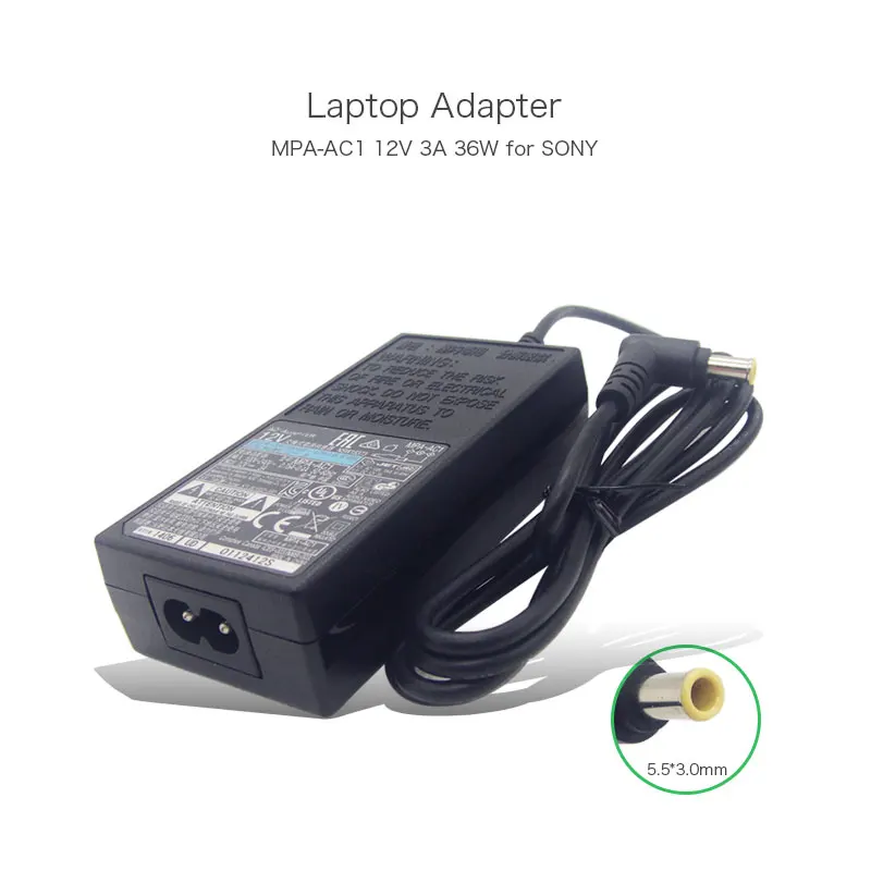 

12V 3A 36W Замена адаптера переменного тока питания для ноутбука Зарядное устройство для Sony DRX-500ULX DRX-810UL EVI-D100P EVI-D70P MV-65ST MPA-AC ноутбук