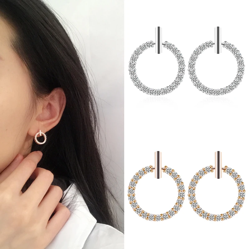 1 пара 13 мм простой циркон Roound серьги Для женщин леди из золотого сплава для