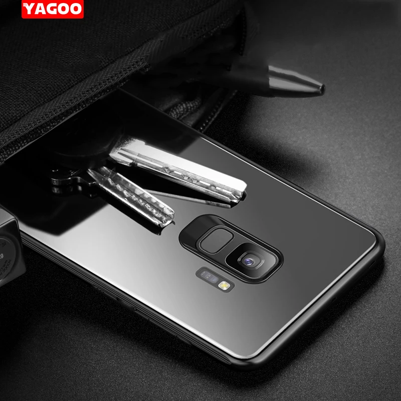 For Samsung Galaxy S9 Plus case Tempered Glass back cover hard ultra thin protective shell for Yagoo |