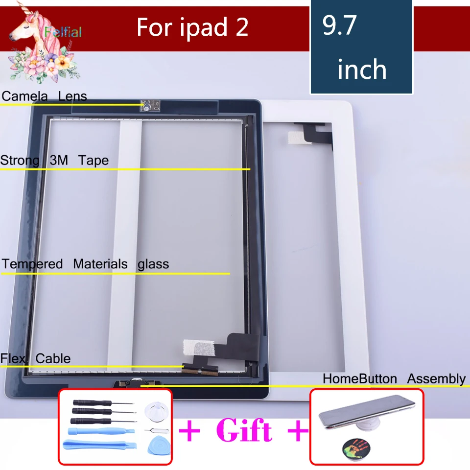Оригинальный сенсорный экран для iPad 2 A1395 A1396 A1397 дигитайзер Сенсорное Стекло