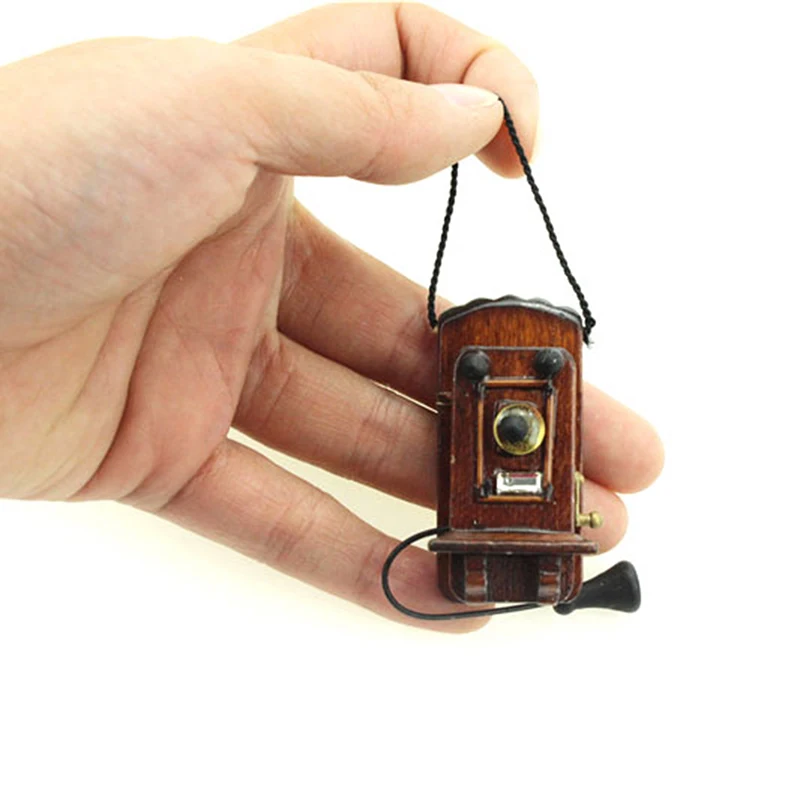 Миниатюрный античный настенный телефон в винтажном стиле 1:12 мебель для