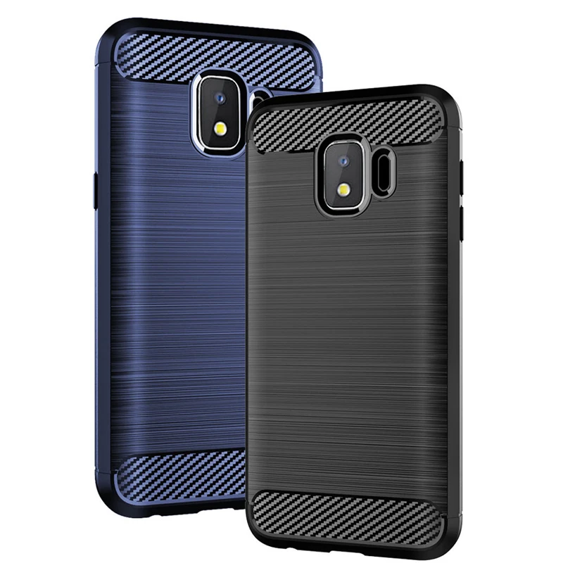 Armor Case For Galaxy J2 Core 2018 Brushed Carbon Fiber Texture Soft Silicone Phone Back Cover SAMSUNG Pure Fundas |