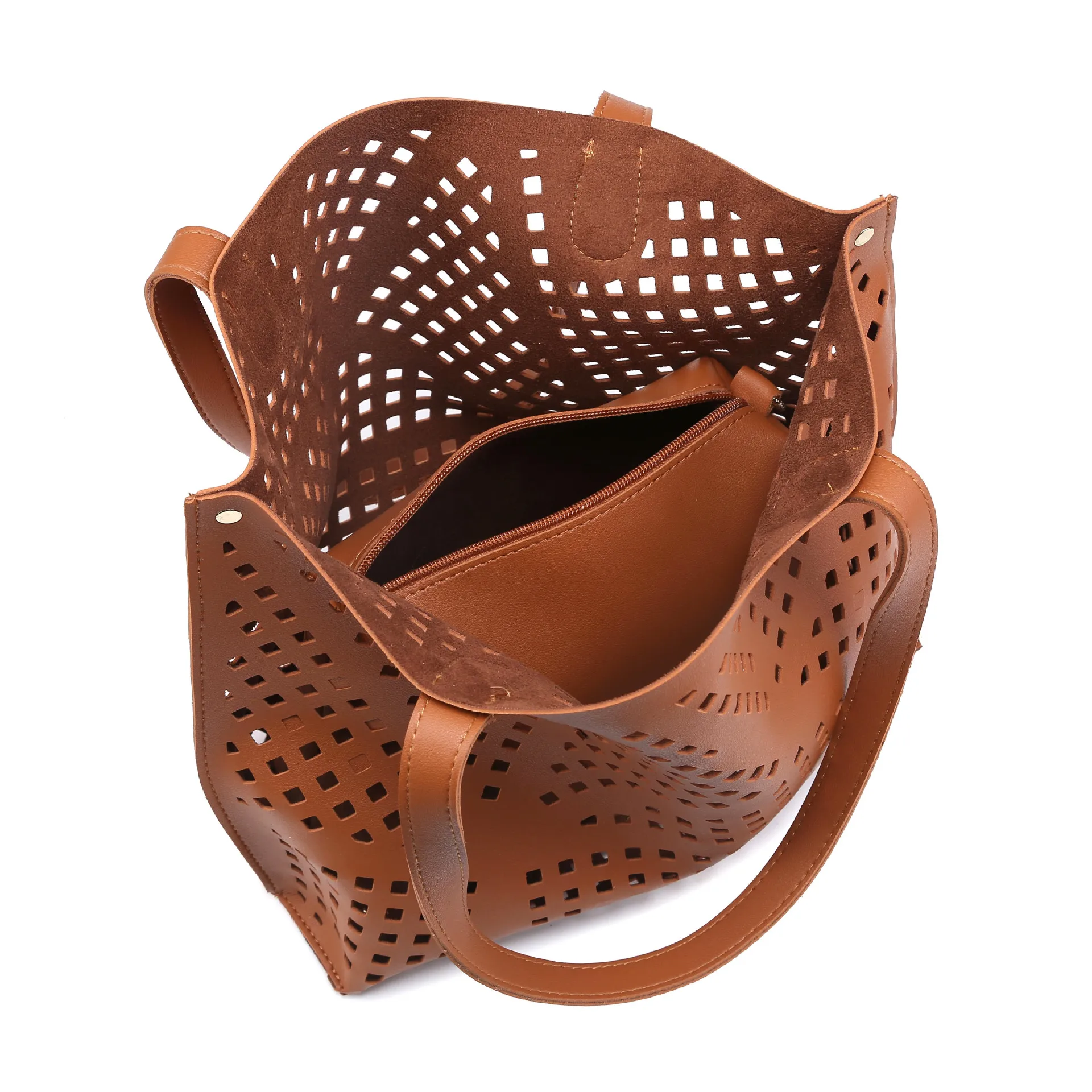 Fashion Solid Colors Compostie Bags Casual Hollow Out Women Versatile Handbags Interior Zipper Pocket Satchrls Shape Ladies Bag | Багаж и