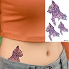 Purplr Fox временные татуировки наклейки женщины талия тело руки Искусство Временные Детские татуировки геометрический Кот водная переводная татуировка треугольник