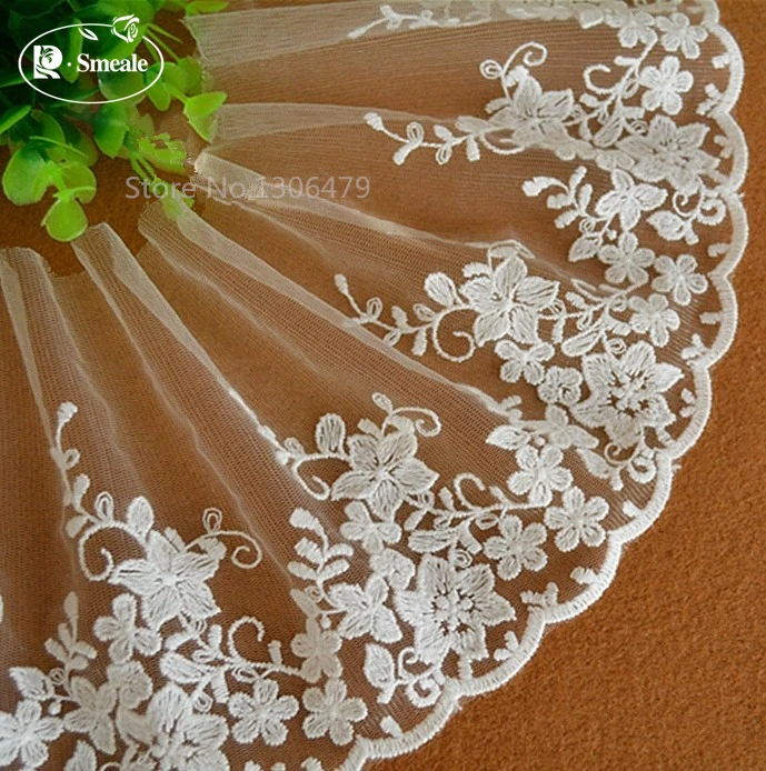 5 ярдов/партия кружевная ткань из белого хлопка ширина 14 см|embroidered lace|lace fabricembroidered