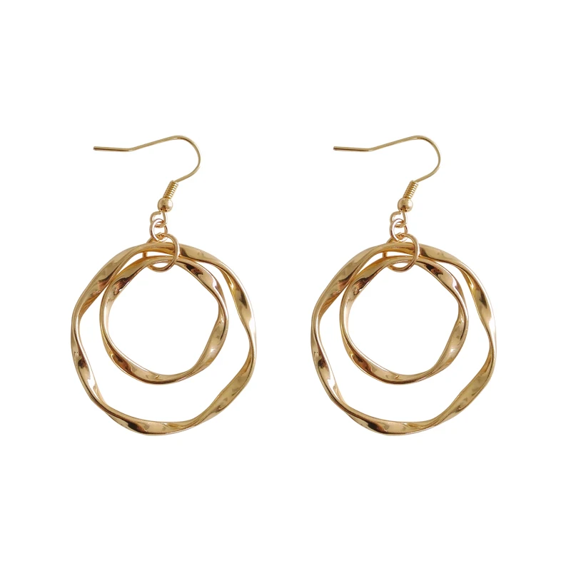 

New Double Circle Twisted Hammered Earring