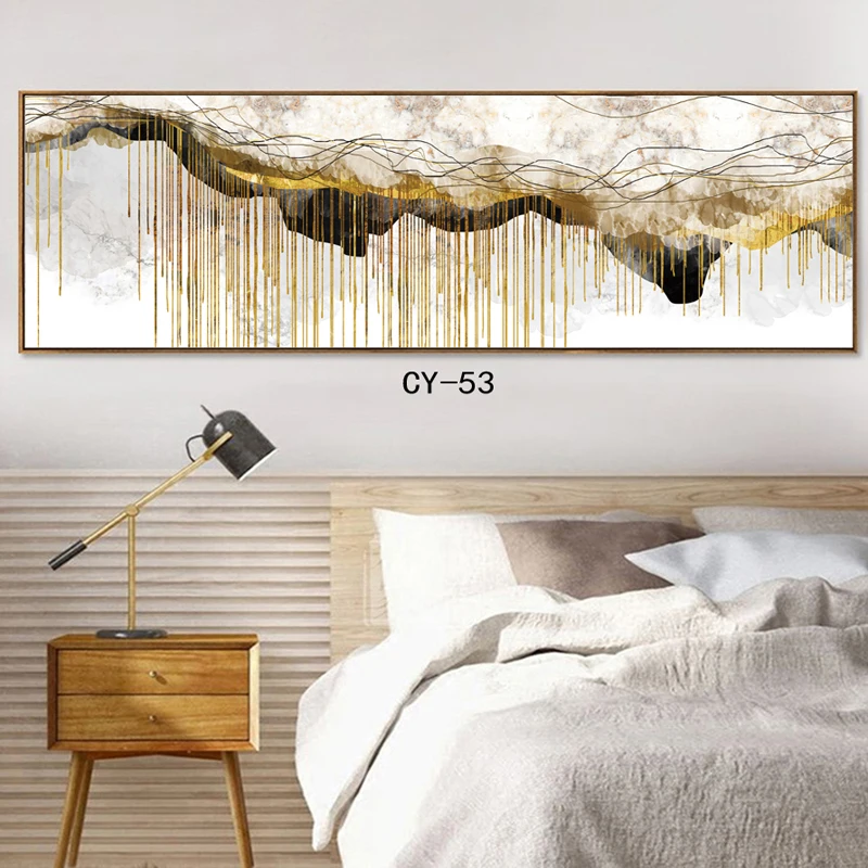 

Posters and Prints Wall Art Canvas Painting, Modern Abstract Golden Yellow Posters Wall Art Pictures For Living Room Home Decor