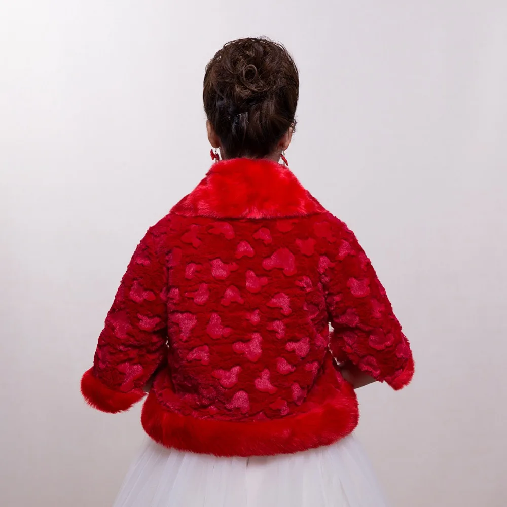 Очаровательная Красная Свадебная куртка из искусственного меха с изображением