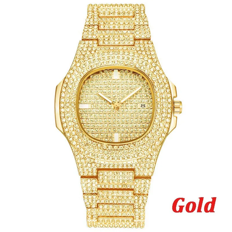 Мужские часы 2018 роскошный брендовый дизайн золотые алмазные для мужчин