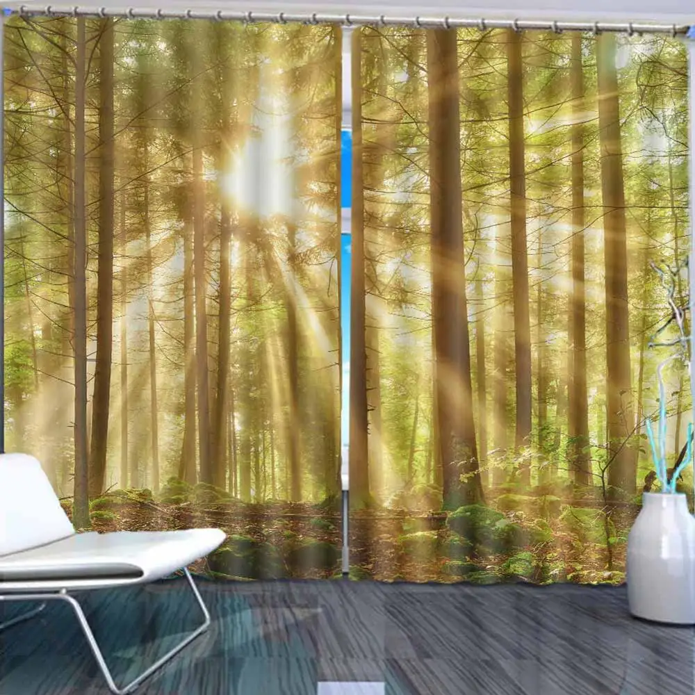 Morning sunshine лес 3D шторы для спальни дети гостиная драпировка ткань полиэстер набор