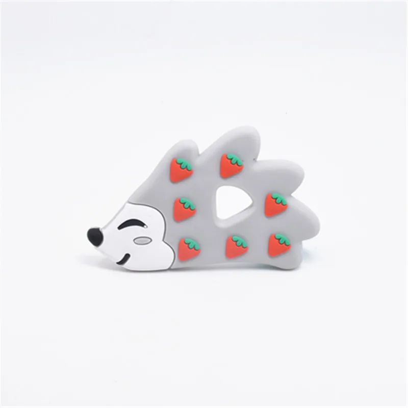 Mordedores de silicona de grado alimenticio para beb&eacute;, mordedor de cadena con forma de Animal de erizo, accesorios para dentici&oacute;n, 1 unidad-3