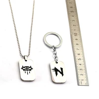 new game neverwinter nights2 keychain dog tag key beads chain sliver color eye logo pendant men car toy jewelry llavero chaveiro