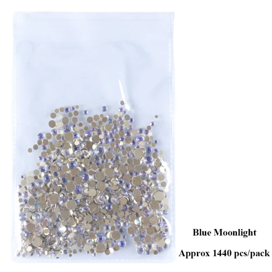 Blue Moonlight 1440 шт смешанных размеров Стразы для ногтей для маникюра с плоской задней стороной Алмазная форма Кристальные блестящие камни для дизайна ногтей украшения Драгоценные камни TR1015 - Цвет: Blue Moonlight