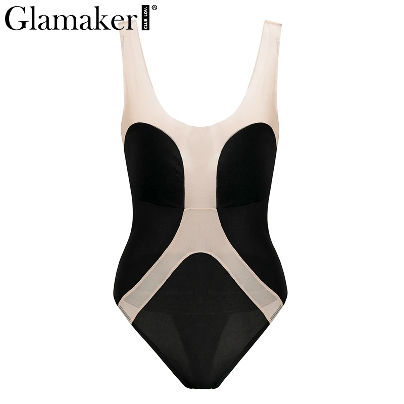 Glamaker, сексуальный, прозрачный, pathwork, бикини, для женщин, сдельный, монокини, купальник, набор, с высоким вырезом, купальник, женский, летний, купальный костюм, Новинка - Цвет: black 1