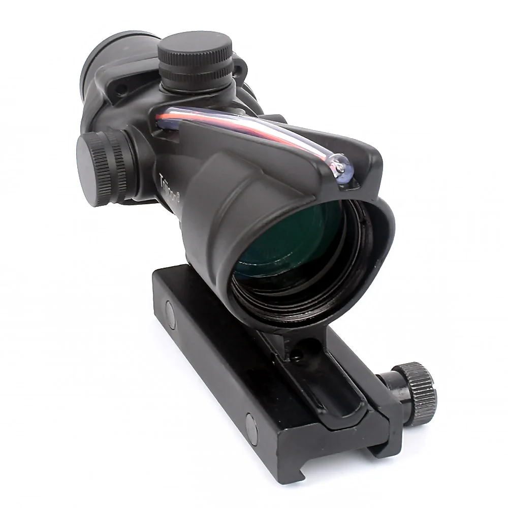 hunting riflescope acog 4x32 real fiber optics red green illuminated chevron glass etched reticle tactical optical sight free global shipping
