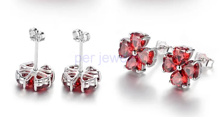 Натуральный Красный Гранат серьги гвоздики из стерлингового серебра 925 пробы
