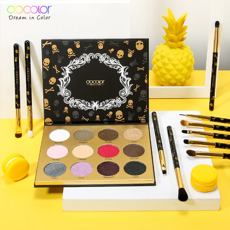 Docolor Pro палитра теней для век Матовая 12 цветов Shimmer Eye Shadow Pallete и 10 шт. тени для век Смешивание Макияж Кисти Наборы