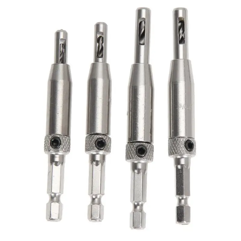 

4Pcs HSS Self Centering Hinge Drill Bit Set for Hinges Drawer Guides