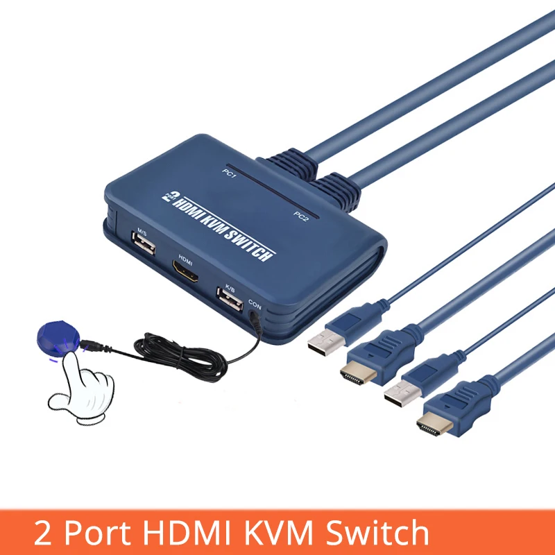 2 порта Kvm переключатель с кабелем для монитора USB клавиатура мышь HDMI Поддержка