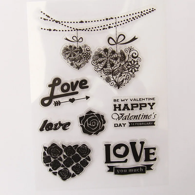 vintage Love heart bouquet transparent silicone clear stamp for scrapbooking DIY craft decoration kids stationery | Канцтовары для