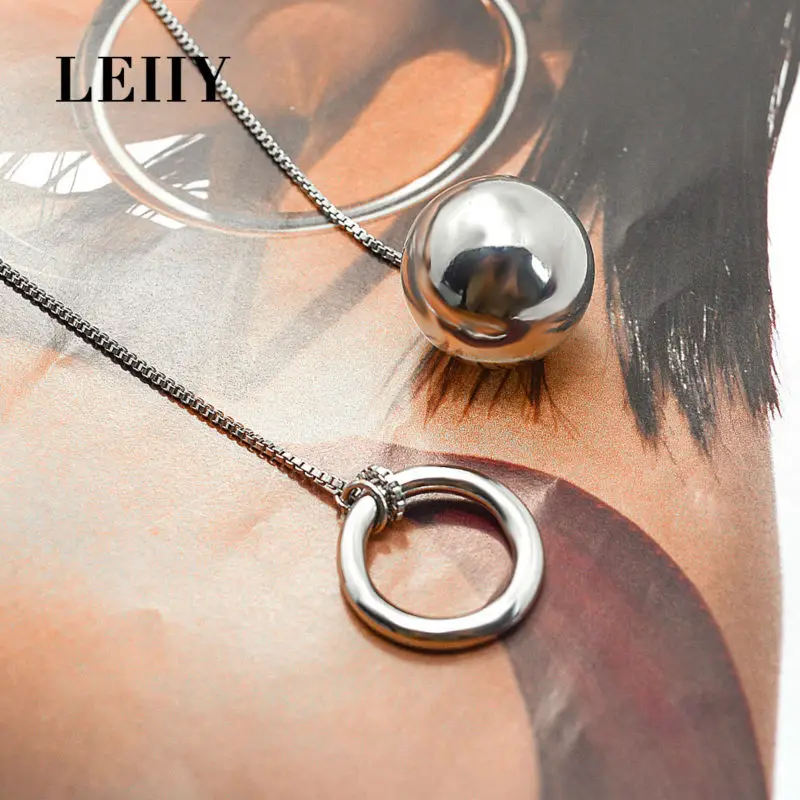 Leiiy Мода тонкие цепи коробки колье ожерелья с латунь покрытие серебро Цвет круг