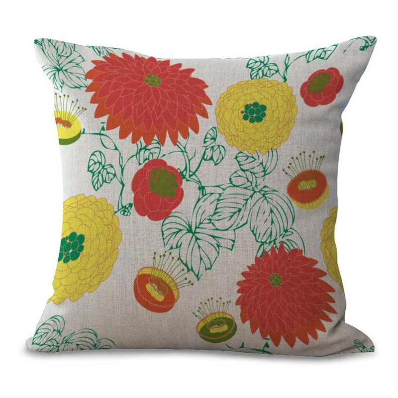 Хлопок и лен диван завод наволочка красочная печать с цветами для автомобиля