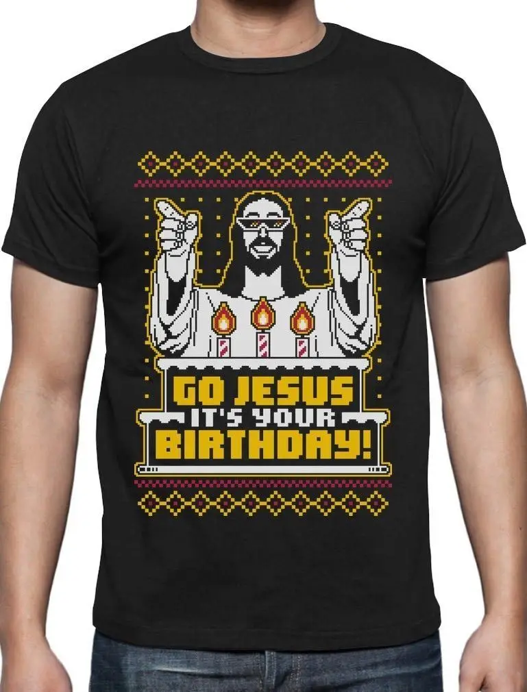 Weihnachtsgeschenk Go Jesus ваш день рождения Herren футболка бесплатная доставка Топы Футболка